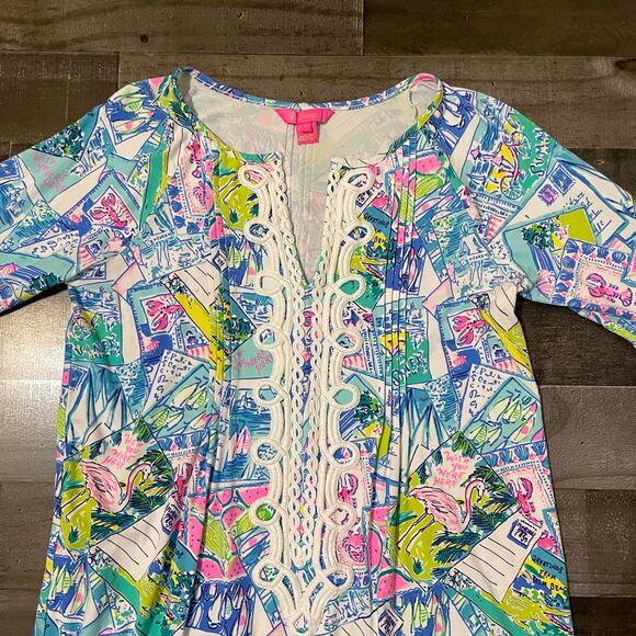 Lilly Pulitzer Women's Krysta Tunic Shift Dress Wish You Were Here size S Multi - Picture 11 of 15